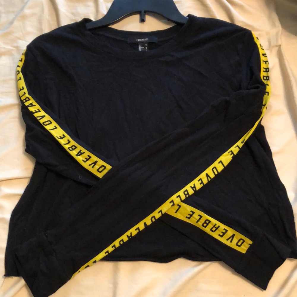 F21 “Loveable” long sleeve crop top